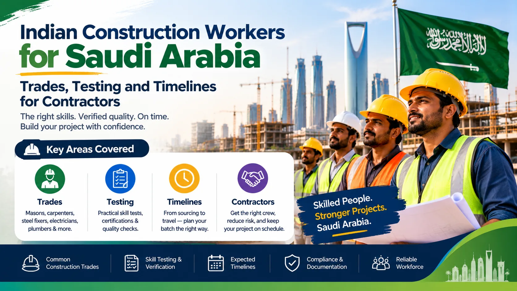 Indian Construction Workers for Saudi Arabia: Trades, Testing and Timelines for Contractors