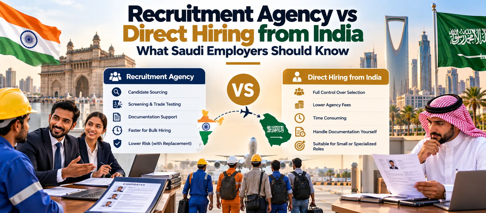 Recruitment Agency vs Direct Hiring from India: What Saudi Employers Should Know
